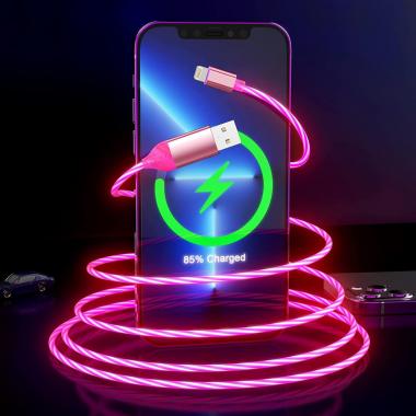 Apple MFi Certified iPhone Charger 6.6ft, LED Light Up Apple Charger Lightning Cable Data Sync Cord LED Light Up Glowing Fast Charging Cable Cord for Apple iPhone 13/12/Pro/11/X/XS/XR/8/7/6/5S/SE/iPad