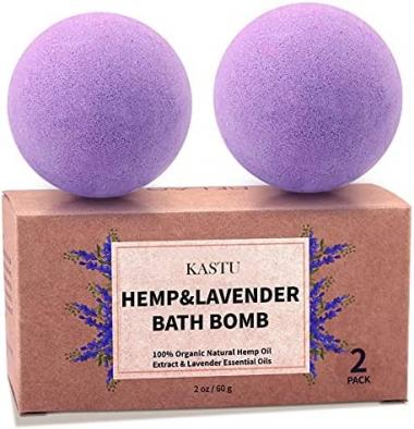 KASTU Bath Bombs,Fizzy Spa Gift Natural Hemp Oil Extract and Lavender Essential Oils Bath for Moisturizing Dry Skin,Relaxing,Bubble Bath for Gifts Idea for Men Women (2 PCS)