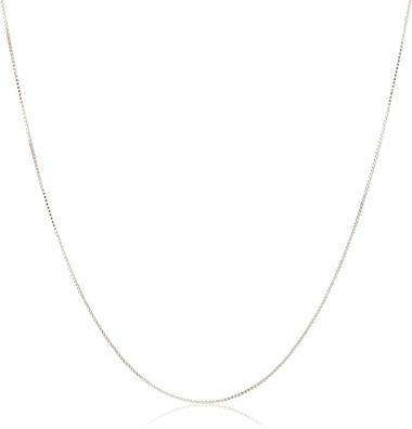 Amazon Collection Sterling Silver Thin 0.6mm Box Chain Necklace