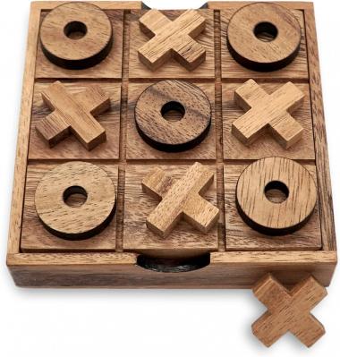 BSIRI Tic Tac Toe Wooden Board Game Table Toy Player Room Decor Tables Family XOXO Decorative Pieces Adult Rustic Kids Play Travel Backyard Discovery Night Level Drinking Romantic Decorations