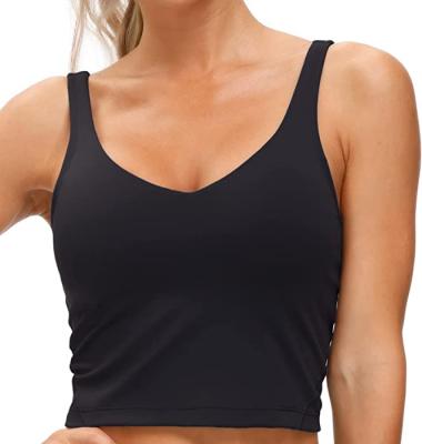 Women’s Longline Sports Bra Wirefree Padded Medium Support Yoga Bras Gym Running Workout Tank Tops