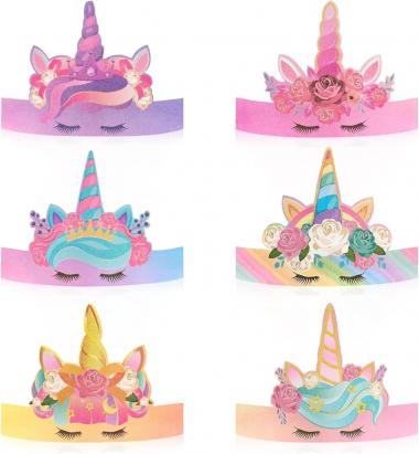 WERNNSAI Party Crown - 12 Pcs Birthday Party Hat Glitter Headband for Girls Princess Cosplay Theme Party Supplies Favor