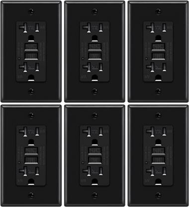 6 Pack - ELECTECK 20A/125V GFCI Outlet, Outdoor GFI Receptacle, Weather Resistant Ground Fault Circuit Interrupter, ETL Listed, Black