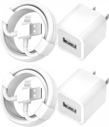 iPhone Charger【Apple MFi Certified】[2-Pack] iPhone Chargers Cable USB Wall Charger Block and 3FT USB to Lightning Charging Cords Compatible with iPhone 13/13Pro/12/12Pro/11/11Pro/XS/Max/XR/X/8/7/SE