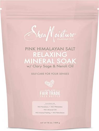 SheaMoisture Relaxing Mineral Soak Bath Salts for All Skin Types Pink Himalayan Salt Bath Salts Cruelty Free Skin Care, Made with Fair Trade Shea Butter 16 oz