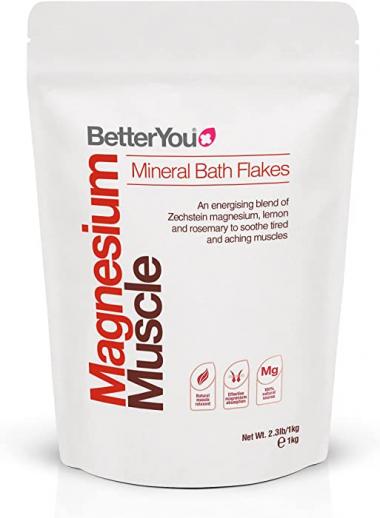 BetterYou Pure and Clean Bath Magnesium Flakes Bath Salts for Muscles, 47% Concentration, 35 Ounce