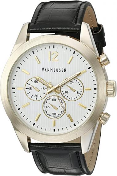 Van Heusen Men's Quartz Metal Dress Watch, Color:Black (Model: VAN5028)