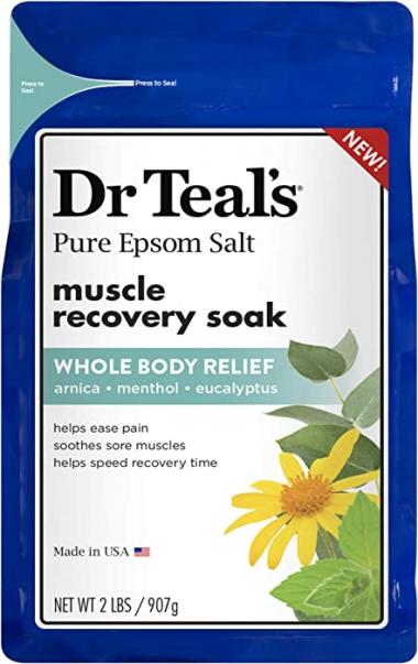 Dr. Teal's Epsom Salt - Muscle Recovery Soak - Whole Body Relief with Arnica, Menthol, Eucalyptus - 2lb bag