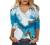 Summer 3/4 Sleeve Shirt Landscape Painting Pattern Top for Womens Three Quarter Sleeve Pullover Round Neck Tee