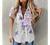 5665 Women Hawaii Button-Down Shirts, 3/4 Sleeves Casual Blouse High Low Side Slit V-Neck Beach Pockets T-Shirt Tunic Tops