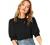 SheIn Women's Puff Sleeve Casual Solid Top Pullover Keyhole Back Blouse