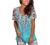 Women's Floral V Neck Short Sleeve T Shirt Trendy Printed Summer Tops Casual Loose Fit Tee Shirts Dressy Tunic Blouses