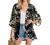 Women's Floral Print Puff Sleeve Kimono Cardigan Loose Cover Up Casual Blouse Tops