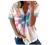 Womens Short Sleeve Summer Tops Loose Zipper Striped Casual Crewneck T-Shirt Blouses Color Block Side Split Tee Tunic