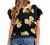 Womens Summer Ruffle Short Sleeve Chiffon Tops Loose Casual Floral Print Scoop Neck T-Shirts Tunic Ladies Work Blouses