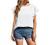 Womens Summer Ruffle Short Sleeve Chiffon Tops Loose Casual Floral Print Scoop Neck T-Shirts Tunic Ladies Work Blouses