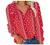 Women's V Neck Lantern Long Sleeve Boho Floral Printed Summer Tops Stylish Drawstring Blouses Loose T Shirts Tunics