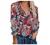 Women's V Neck Lantern Long Sleeve Boho Floral Printed Summer Tops Stylish Drawstring Blouses Loose T Shirts Tunics