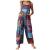 Hesxuno Jumpsuits for Women Casual Loose Plus Size Overalls Retro Print Wide Leg Buttons Jumpsuits Rompers with Pockets