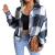 Plaid Shirt Jacket Womens Classic Crop Coat Long Sleeve Button Down Casual Shacket Short Loose Lapel Collared Outwear Top