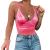 Velius Women's Sexy Deep V Neck Shiny Thong Bodysuit Tank Tops with Underwire