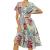 SNKSDGM Women Short Sleeve Boho Ruffle Tiered Floral Print Swing Mini Dress Casual V Neck A-Line Flowy Beach Maxi Dresses