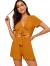 SweatyRocks Women's Sexy V Neck Self Tie Front Short Romper Jumpsuit Playsuit