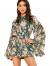 Romwe Women's Floral Printed Ruffle Bell Sleeve Loose Fit Jumpsuit Rompers