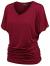 Made By Johnny MBJ Women's Solid Short Sleeve Boat Neck V Neck Dolman Top with Side Shirring