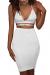 ioiom Women's Glitter V Neck Halter Backless Sleeveless Bandage Bodycon Midi Dress