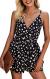 Angashion Women's Sexy V Neck Printed Spaghetti Strap Beach Romper Shorts Jumpsuit XS-3XL