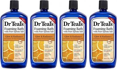 Dr Teal's Foaming Bath 4-Pack (136 fl oz Total), Glow & Radiance with Vitamin C and Citrus Essential Oils