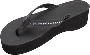 Rainbow Sandals Women's Six Layer Leather Wedge - 3/4" Strap w/Swarovski® Crystals