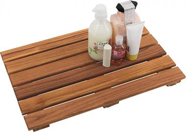 VaeFae Teak Shower Mat, Non-Slip Bath Mat, Luxury Spa Mat, Wooden Mat for Bathtub, 20 x 13 in