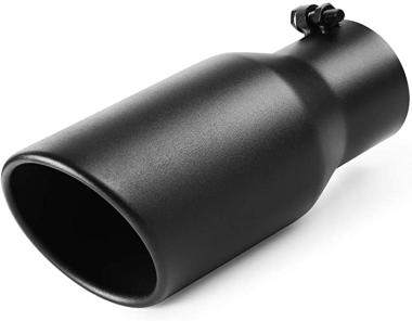 A-KARCK Exhaust Tip 3.5 Inch Inlet, 3.5" Inlet 5" Outlet 12" Long Black Coated Finish Muffler Tip For Truck Tailpipe, Stainless Steel Rolled Edge