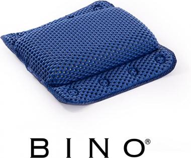 BINO Non-Slip Cushioned Bath Pillow with Suction Cups, Navy - Spa Pillow Bath Pillows for Tub Neck and Back Support Bathtub Pillow Bath Pillows for Tub Bath Accessories Set Bath Tub Pillow Rest