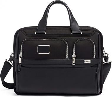 TUMI - Alpha 3 Expandable Organizer Laptop Brief Briefcase - 15 Inch Computer Bag for Men and Women - Black Chrome