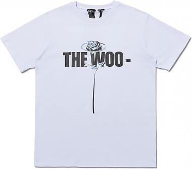 c-cor V Shirt The Woo Rose Print Big V Short-Sleeve T-Shirt Hip Hop Trend Tee for Men Women Youth