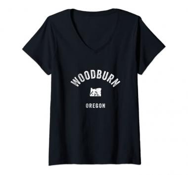 Womens Woodburn Oregon OR Vintage 70s Athletic Sports Design V-Neck T-Shirt