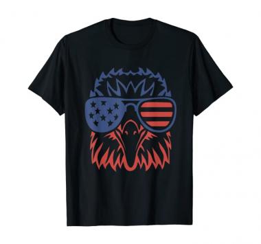 4th of July Patriotic Eagle T Shirt American Flag Glasses US T-Shirt