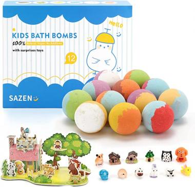 Bath Bombs, SAZEN Bath Bomb with Natural & Organic Essential Oils, Shea Coconut Butter for Skin Moisturize, Bubble Spa Bath, Birthday Mothers Day Christmas Handmade Gift Set for Women Kids Her Him