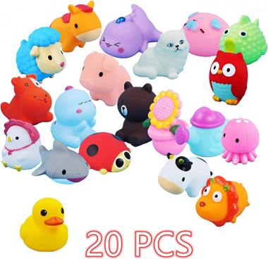 AMINFUN 20 PCS Bath Toys,Rubber Duck Animal,Toddlers Bathtub Toys,Baby Pool Floating Toys,Infant Boy Girl Shower Toys,Party Decoration for Birthday Easter Christmas Party(20-Pack,Random)