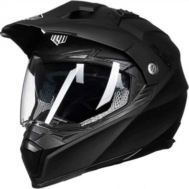 ILM Off Road Motorcycle Dual Sport Helmet Full Face Sun Visor Dirt Bike ATV Motocross Casco DOT Certified Model 606V(Matte Black, L)