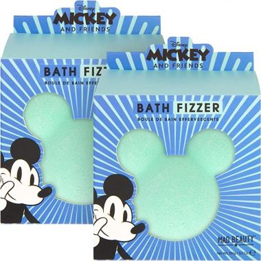 MAD Beauty 2 Count Mickey Mouse Bath Fizzer from Disney Mickey & Friends - Each Fizzer is 5.3 oz Blue Spa Skincare Bomb Ball