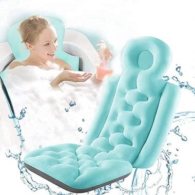 Tophacker Full Body Bathtub Pillow Non-Slip Luxury Spa Cushion for Tub Spa Bath Pillows Head Neck Shoulder and Back Rest Tub Accessories, Blue