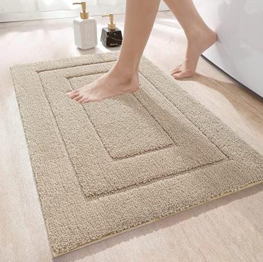 DEXI Bathroom Rug Mat, Extra Soft Absorbent Premium Bath Rug, Non-Slip Comfortable Bath Mat, Carpet for Tub, Shower, Bath Room, Machine Wash Dry, 20"x32", Beige