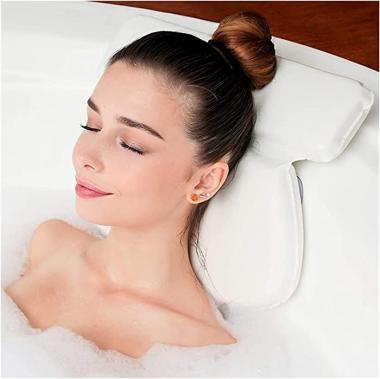 XXIOJUN Bath Pillow, Luxury Bathtub Pillow, Ergonomic Bathtub Cushion for Head, Neck, Back and Shoulder Support (Color : White, Size : 31x36cm)