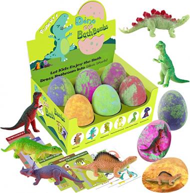 Bath Bombs for Kids with Surprise Toys Inside - XXL Dinosaur Toys Bath Bomb Gift, Gentle and Kids Safe Spa Bath Fizz Balls Kit. Birthday or Easter Gift for Girls and Boys