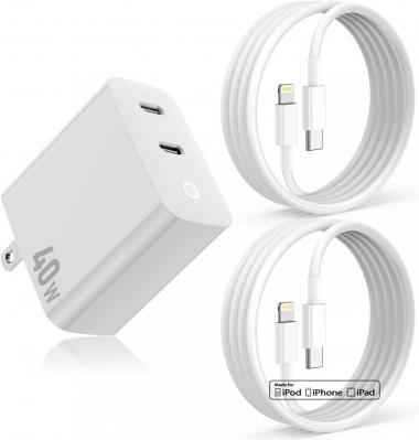 iPhone 14 13 12 Fast Charger [Apple MFi Certified],40W Dual Port USB C Charger Block with 6Ft Type C to Lightning Charging Cable for iPhone 11 pro max/11 pro/11/XS Max/XS/XR/X/8 Plus/8,iPad Mini