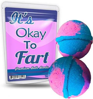 It's Okay to Fart Bath Bombs - XL Pink and Blue Fizzers for Girls - Handcrafted, Made in America, Cotton Candy Scent, 2 Count